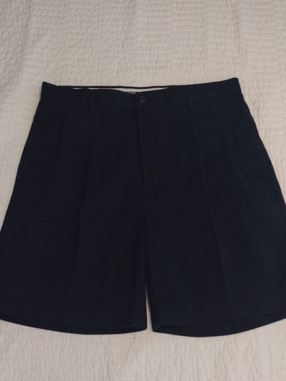 Nautica Rigger Pleated Shorts Mens 36 Black Cotton 8.5 Inch Inseam
